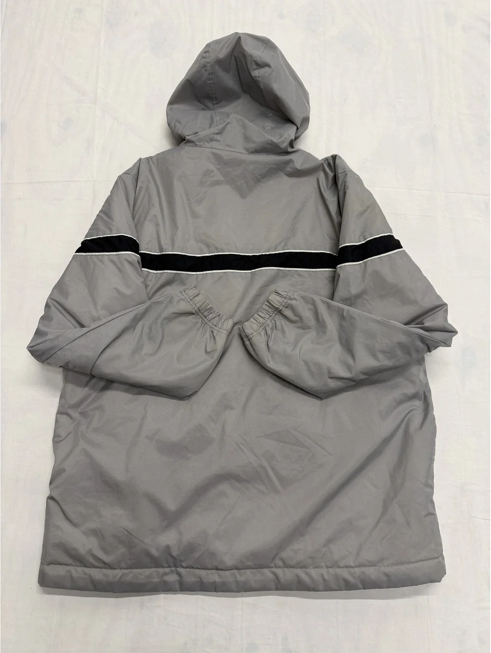 Nike Gray Hooded Windbreaker Jacket with Black Stripe